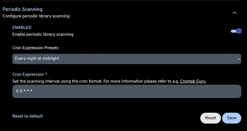 Set custom scan interval for external library